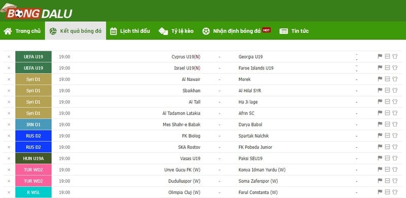 Kết quả bóng đá của các giải đấu lớn nhỏ được cập nhật đầy đủ tại Bongdalu